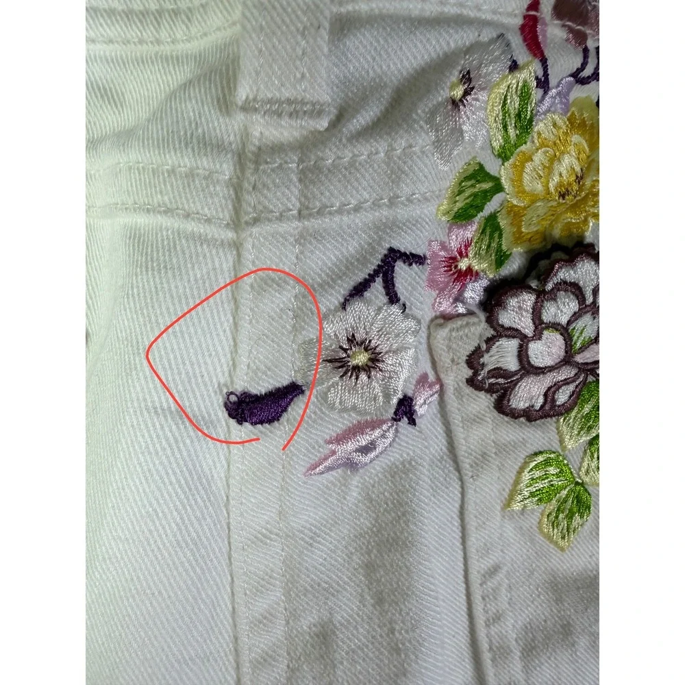 Etro Milano White Floral Embroidered Slim Straight Leg Jeans Made in Italy 30